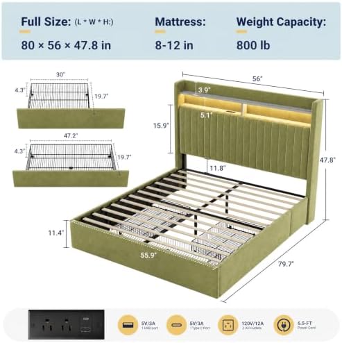 SHA CERLIN Full Upholstered Platform Bed Frame - Image 2