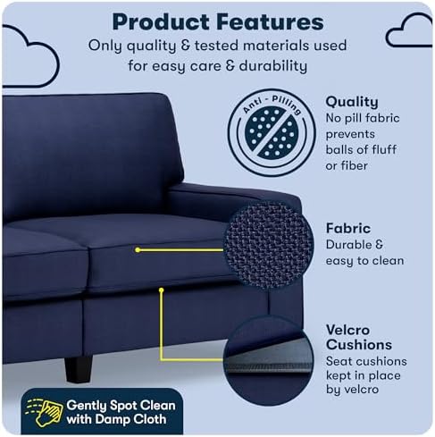 Serta Palisades 73" Track Arm Sofa, Easy Care Polyester, Soft Pillow Back - Image 3