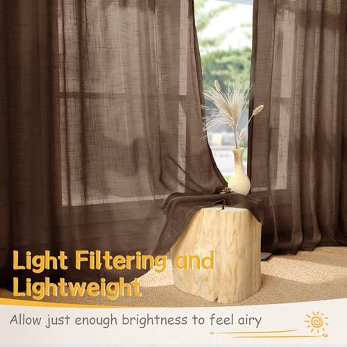 YoungsTex Brown Linen Curtains 90 Inches Long - Image 3