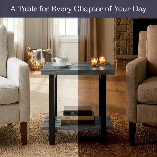 Alaterre Furniture Pomona Solid Wood 2-Tier End Table, Slate Grey - Image 6