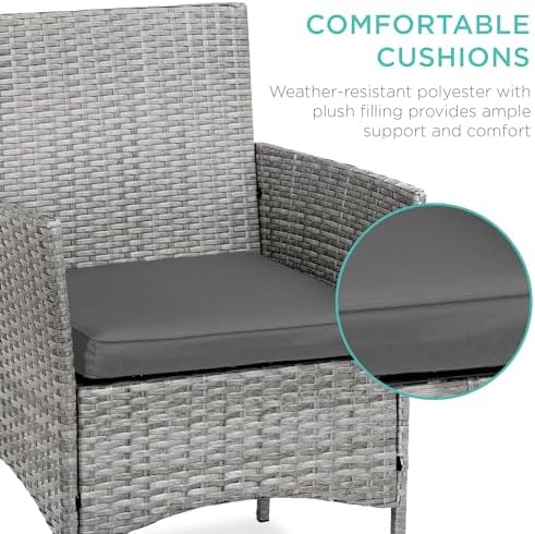 Best Choice Products 3-Piece Outdoor Wicker Conversation Bistro Set, Space - Image 4