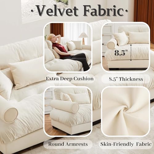 166" Modular Sectional Sofa, Velvet Upholstered Couches - Image 6