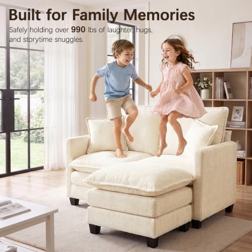 52" Loveseat Sofa, L-Shaped Cloud Love Seat Couches - Image 5