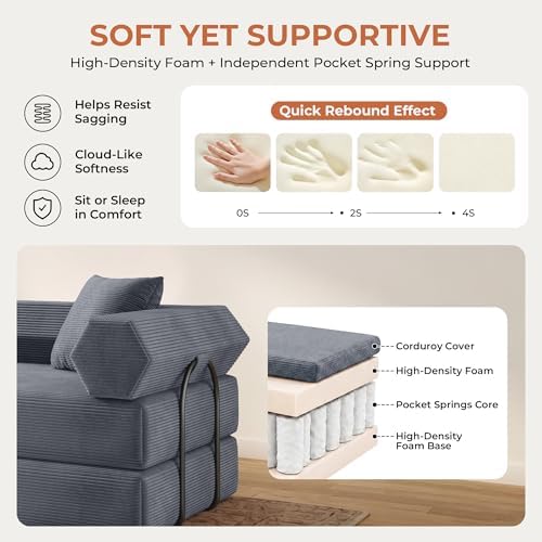 79" Convertible Futon Sofa Bed, Boneless Couch - Image 4