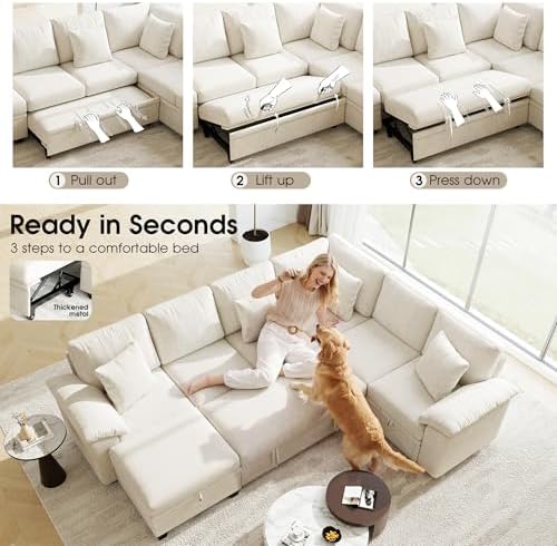 107.8" Modular Sectional Sleeper Sofa - Image 6