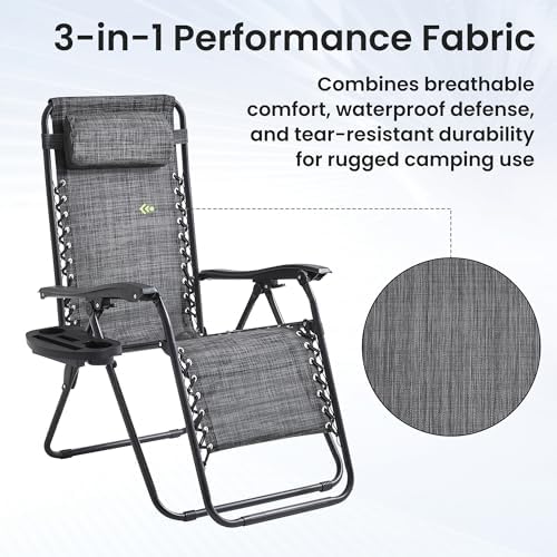 Zero Gravity Chair Set of 2 Oversized Folding Recliner, Padded Anti Gravity - Image 7