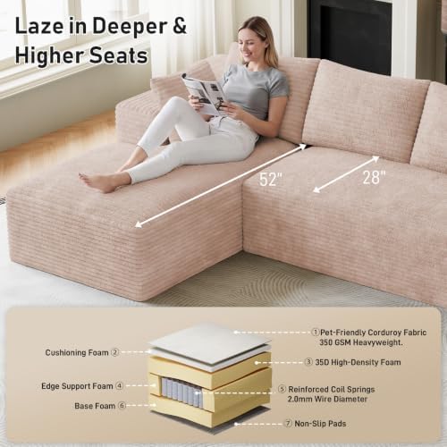 ONEMMLION 96" L-Shaped Cloud Boneless Couch Sofa - Image 4
