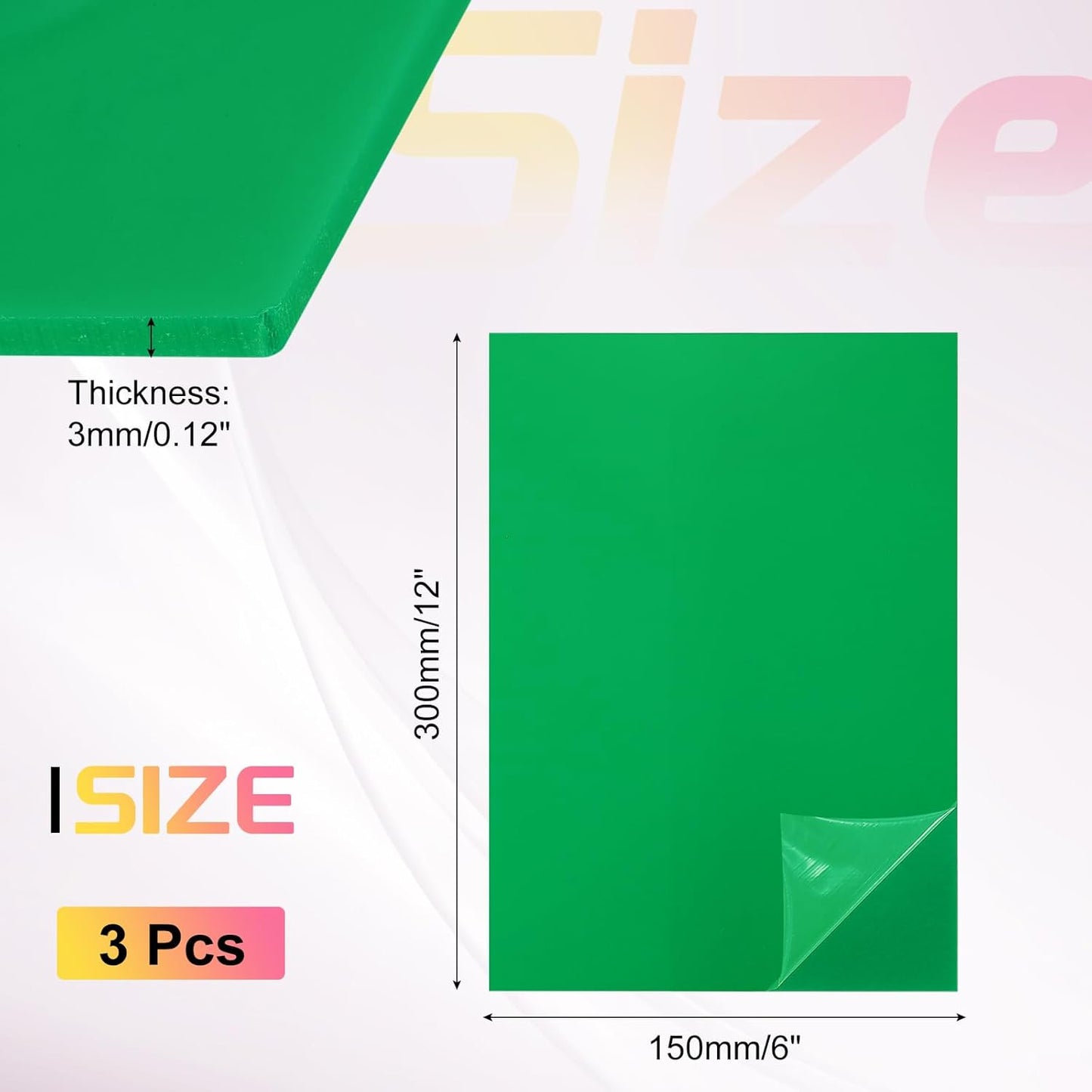 uxcell 3Pcs Acrylic Sheets 12x6 Inch Acrylic Panel 1/8 Inch-3mm Plastic Board for Picture Frames Sign Holders DIY Display Projects Craft, Green