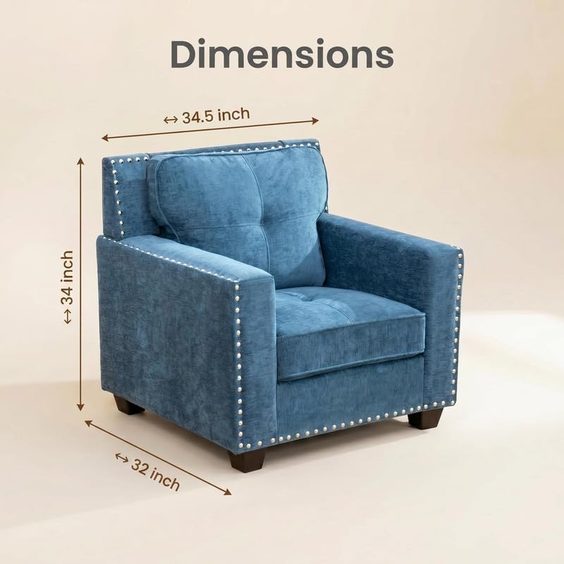 Modern Tufted Fabric Accent Chair, Upholstered Armchair - Image 2