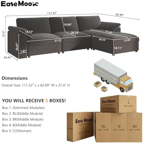 EASE MOOSE Oversized L Shape Sectional Modular Cloud Couch - Image 2
