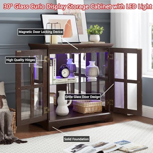 30" Glass Curio Display Storage Cabinet - Image 4