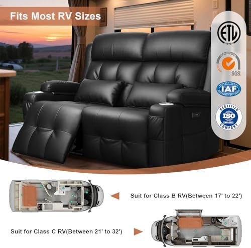 RV Loveseat Recliner Sofa, Wall Hugger Reclining RV Couch - Image 5