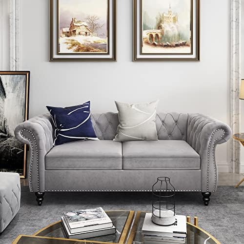 Chesterfield Loveseat, Modern Velvet Sofa Tufted Couch 2 Seater by ORRD