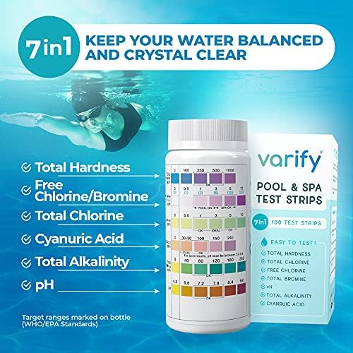 Varify 7in1 Pool Test Strips 100 Hot Tub Test Strips and Spa Test Strips - Image 2