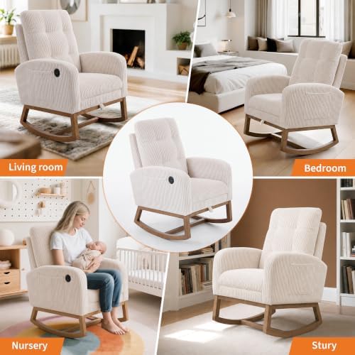 Garvee Upholstered Nursery Rocking Chair Glider Rocker Recliner w/Footrest - Image 7