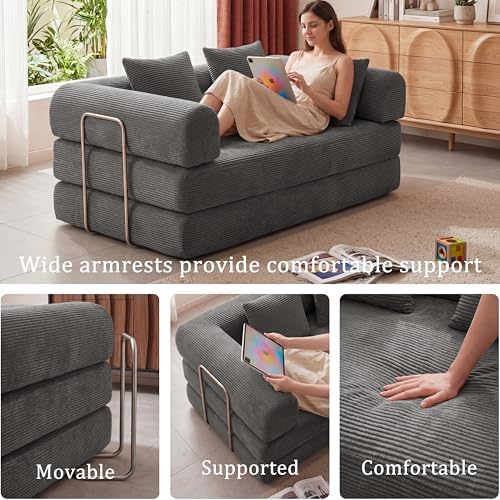 Futon Sofa Bed Modular Loveseat Sleeper Folding Pull Out Couch - Image 5