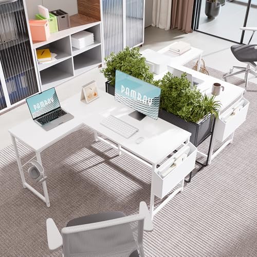 Pamray 47 Inch Reversible L Shaped Gaming Desk Corner Computer Desk - Image 5
