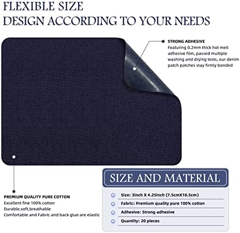 KING MOUNTAIN Iron-on Repair Patch 20 Pcs Pack, Denim Patches - Image 2