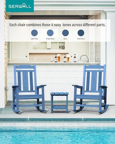 SERWALL Oversized Outdoor Rocking Chair, Patio Rocking Chair, Unique Blue - Image 2