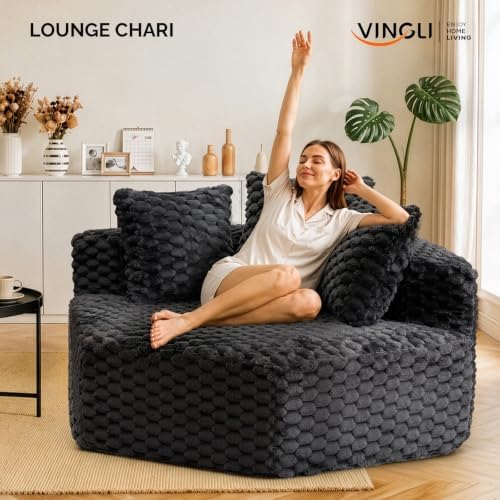 VINGLI Hexagon Boneless Chair, Modern Modular Chaise Lounge Sofa Bed, Corner - Image 6