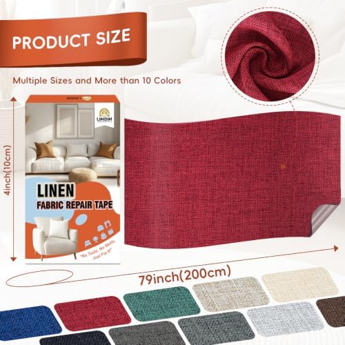 Linen Fabric Repair Tape 4x79 Inch, Self Adhesive Couch Patch Repair Fabric Tape - Image 2