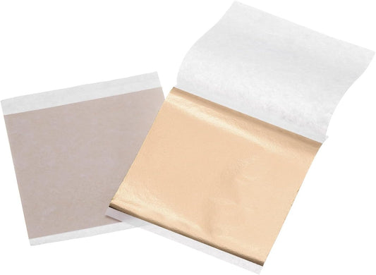 uxcell 100pcs Leaf Sheets, 3.5" x 3.5" Foil Sheets Paper Sheets for DIY Crafts Painting Nails Resin Furniture Decoration(Champagne Gold)