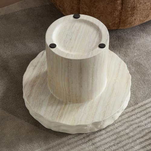 JUSTONE 23.82 Inch Faux Mars Textural Round Coffee Table, No Assembly Required - Image 6
