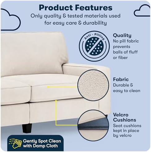 Serta Palisades 78" Track Arm Sofa, Easy Care Polyester, Soft Pillow Back - Image 3
