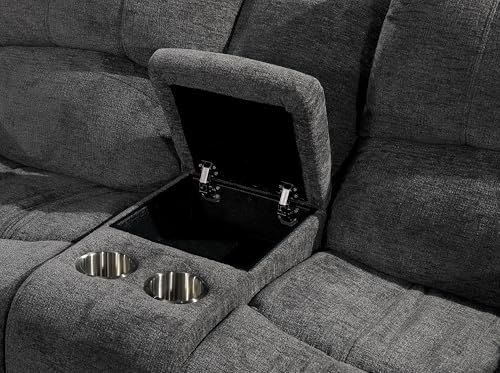 Betsy Furniture Soft Microfiber Reclining Sofa Set, Drop Down Table, Cupholder - Image 4