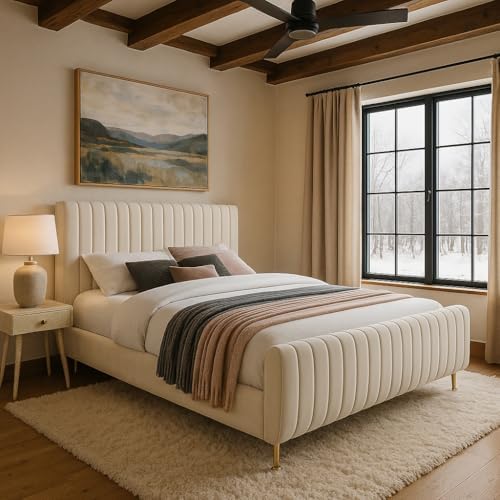 Meridian Furniture Zara Collection Modern | Contemporary Velvet Upholstered Bed - Image 2