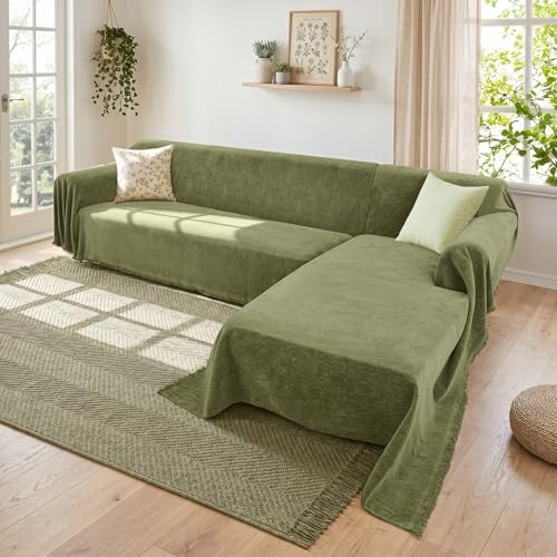 2 Pieces Sectional Couch Covers L Shaped Cover XXL Green by Unknown