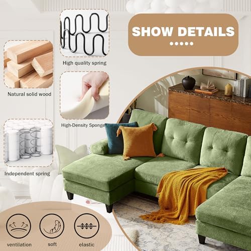 Sectional Couches for Living Room, Dark Green - Image 3