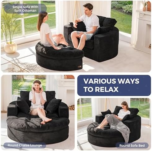 MAXYOYO Oversized Round Chaise Lounge Sofa, Boneless Chair - Image 3