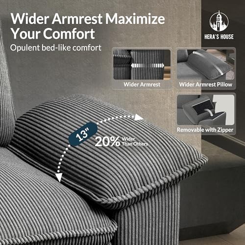 HERA'S HOUSE 3-Seat L Shaped Modular Cloud Couch Sectional Sofa Ottoman - Image 3