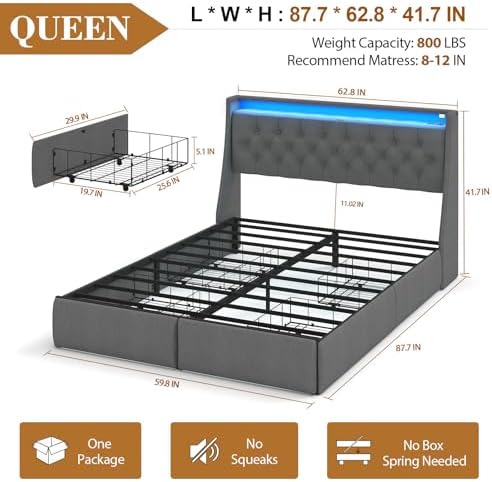 Upholstered Queen Size Bed Frame - Image 2