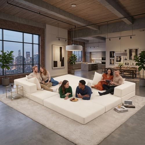 96" Boneless Couch for Living Room, Oversized Modular Sectional Sofa Bed - Image 3