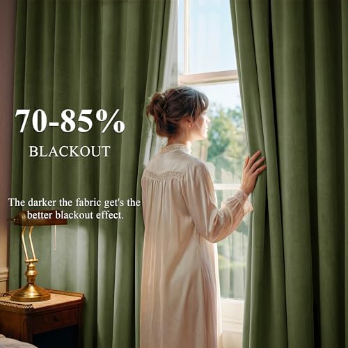 StangH Moss Green Velvet Curtains Back Tab - Image 3