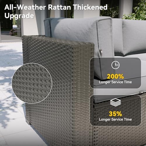 Aoxun Patio Furniture Set with Swivel Rocker Chairs, 10 Piece Outdoor Sectional - Image 6