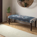 LR Home Blue/Ivory Handmade Upholstered Bench by LRHomeDecor