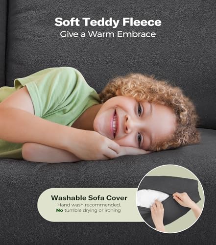 Welzona 3-Layers Cloud Loveseat Sofa, Teddy Small Sofa - Image 4