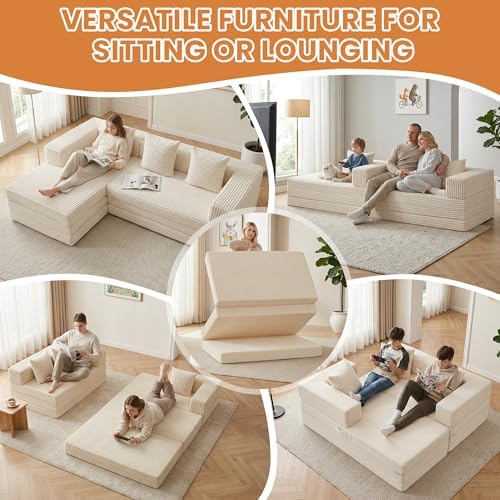 96" Boneless Couch for Living Room, Oversized Modular Sectional Sofa Bed - Image 5