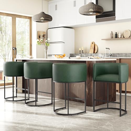 26" H Counter Height Bar Stools Set of 4, Modern Barrel Counter Stools by VATROS