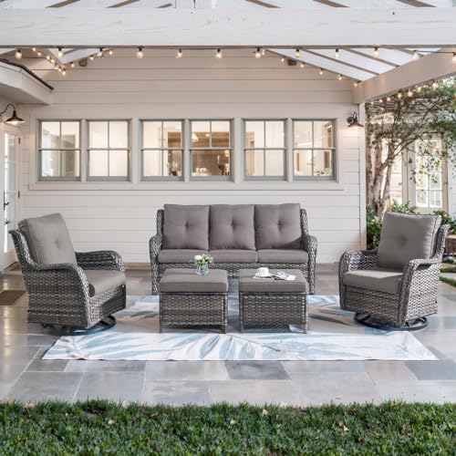 Belord 5 Piece Wicker Patio Furniture Set, Outdoor Swivel Rocker Chairs Set of 2 by Belord