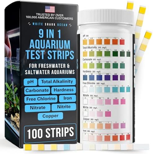 9-In-1 Aquarium Test Strips – 100 Strips by WHITESHARKOCEAN