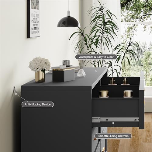 YAUWOH 4 Drawer Metal Dresser, Heavy Duty Steel Storage Dresser - Image 5