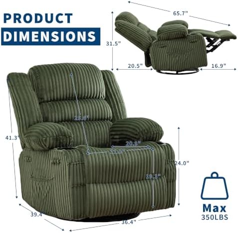 GarveeHome 360° Swivel Rocker Recliner Chair Rocking Recliner - Image 3