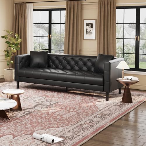 GarveeTech Modern Leather Sofa 81", Chesterfield Style 3 Seater Couch - Image 4
