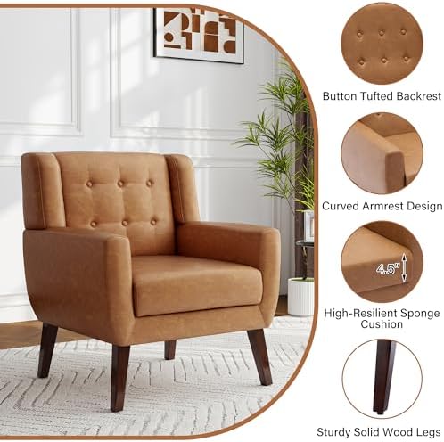 Accent Chair, Upholstered Armchair in PU Leather - Image 6