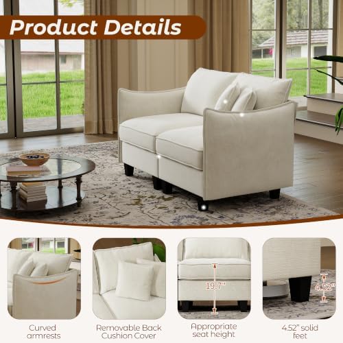 WorthFurni 56.13" Loveseat, Modular Sectional Sofa Couches - Image 5