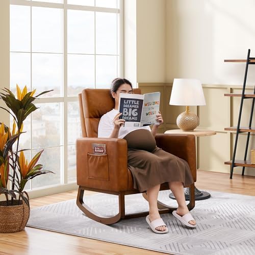 Yaheetech 28in Wide Padded High Back Glider Rocking Chair - Image 2